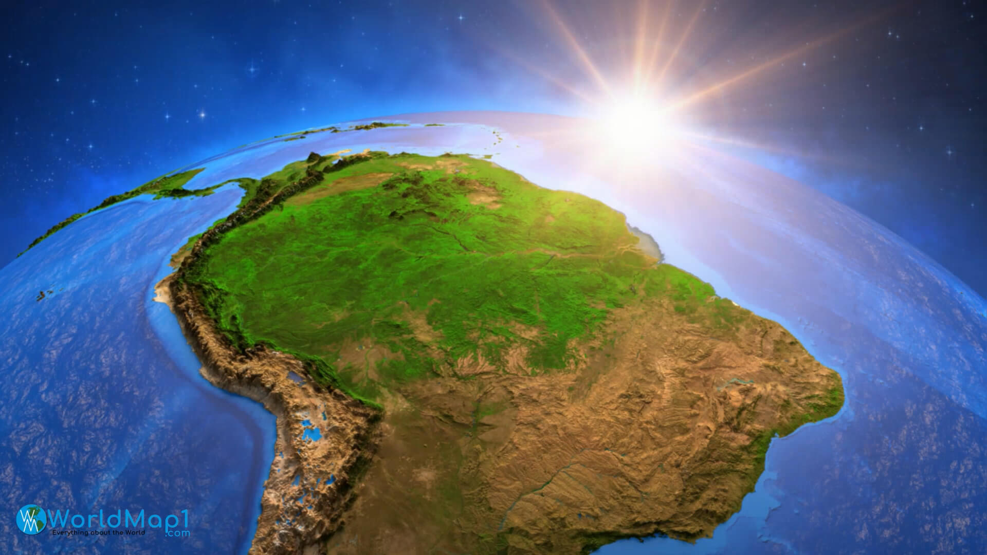 South America Sun Rise Satellite View